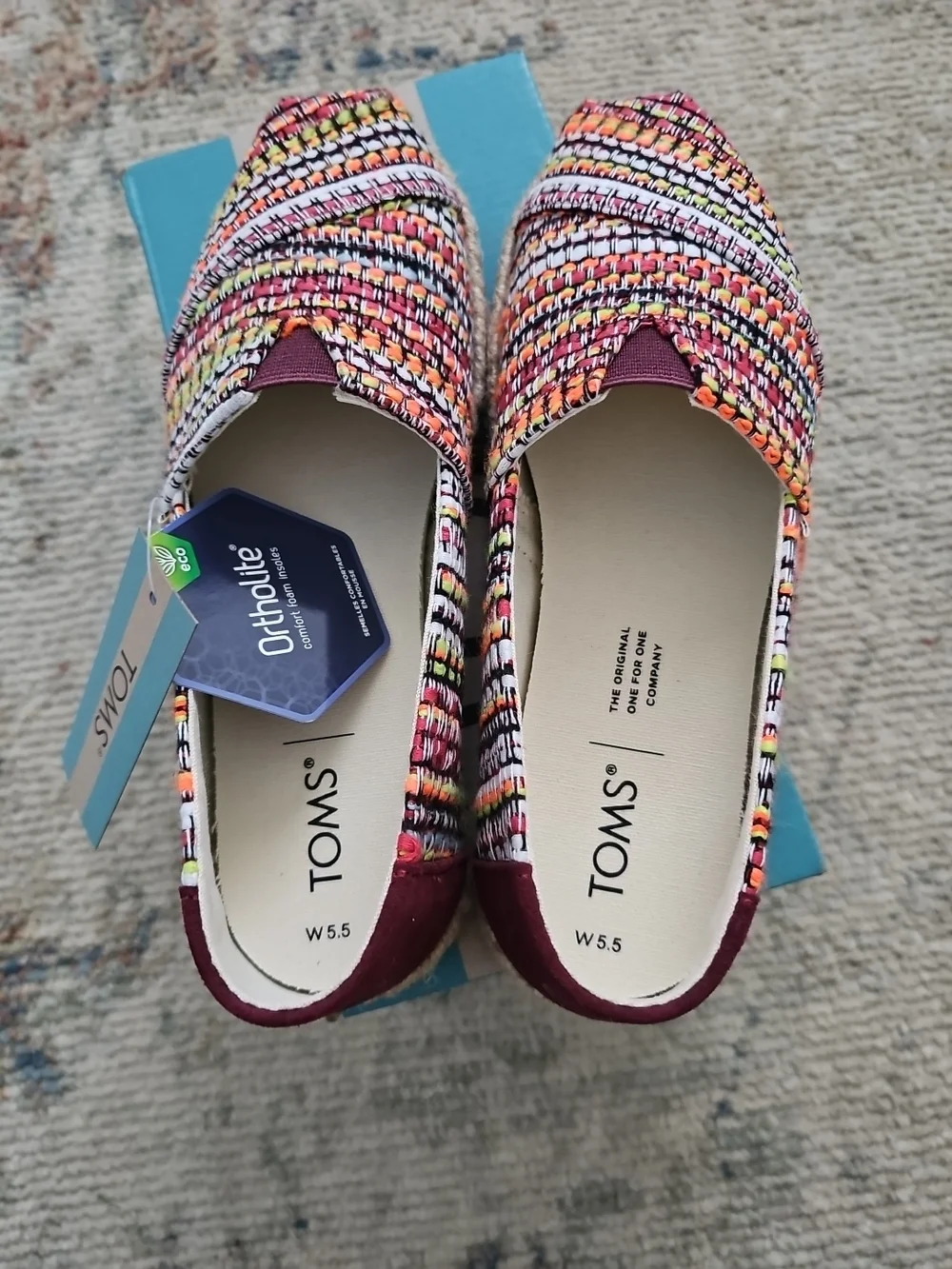 Tom's Alpargata‎ Slip On Cherry Tomato Global Woven Size 5.5 W